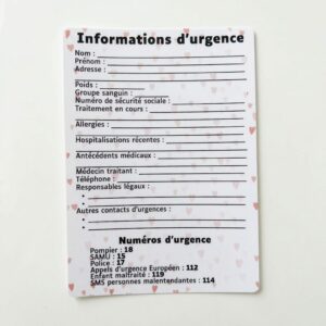 Fiche d’Urgence « Sérénité »