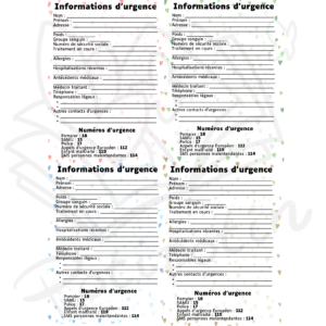 Fiche d’Urgence « Sérénité »